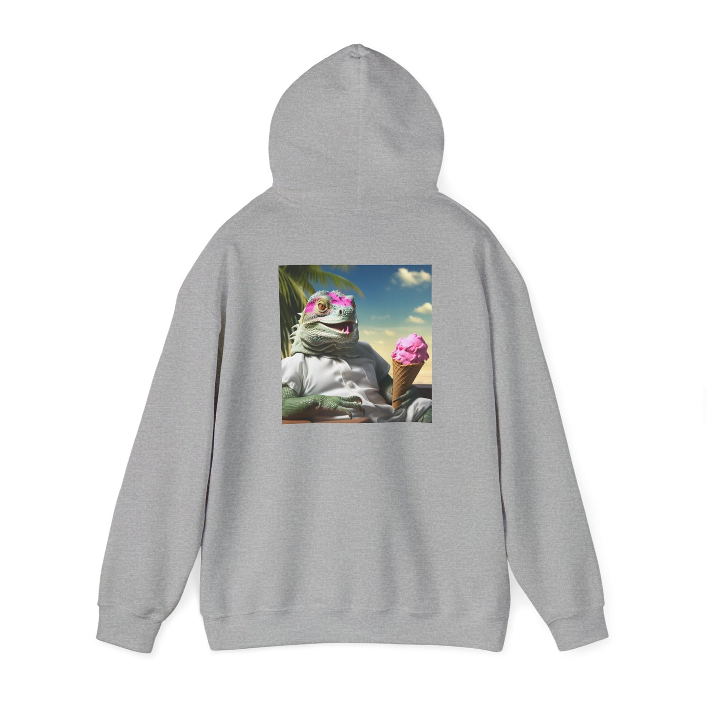 Unisex Heavy Blend™ Hooded Sweatshirt-Iguana Eating Ice-Cream.