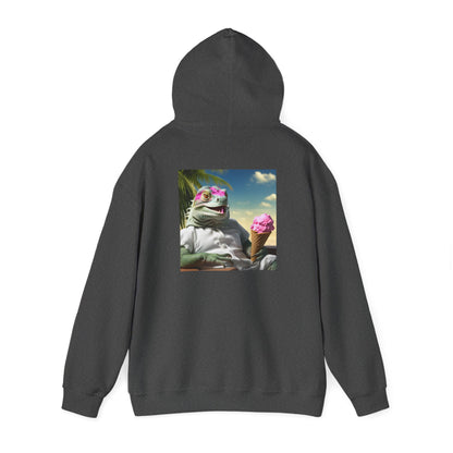 Unisex Heavy Blend™ Hooded Sweatshirt-Iguana Eating Ice-Cream.