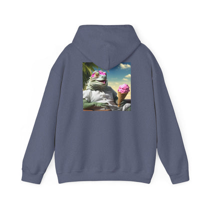 Unisex Heavy Blend™ Hooded Sweatshirt-Iguana Eating Ice-Cream.