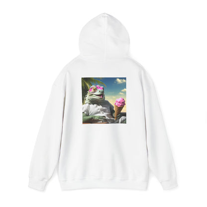 Unisex Heavy Blend™ Hooded Sweatshirt-Iguana Eating Ice-Cream.