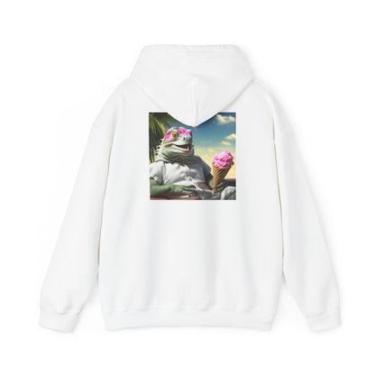 Unisex Heavy Blend™ Hooded Sweatshirt-Iguana Eating Ice-Cream.