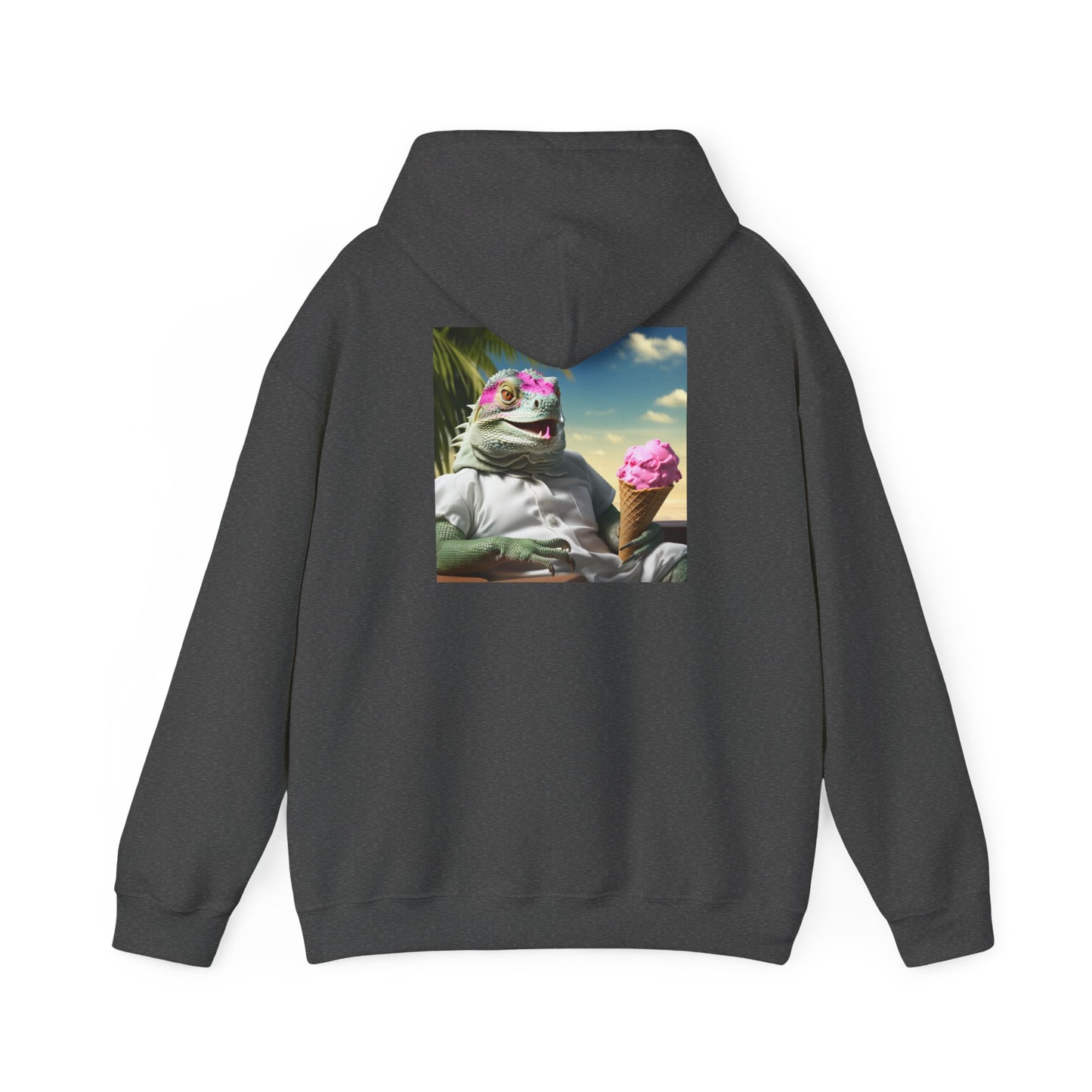 Unisex Heavy Blend™ Hooded Sweatshirt-Iguana Eating Ice-Cream.