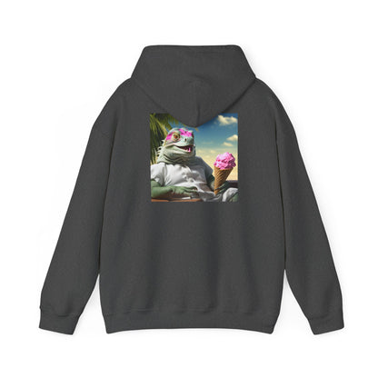 Unisex Heavy Blend™ Hooded Sweatshirt-Iguana Eating Ice-Cream.