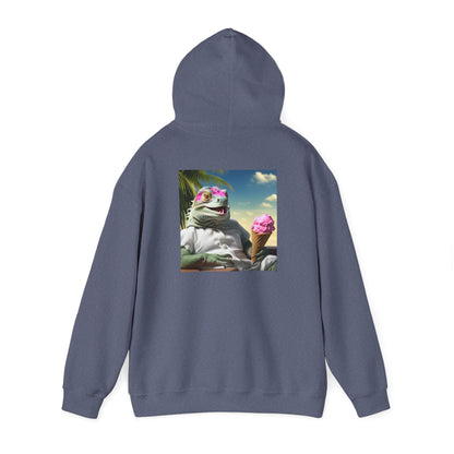 Unisex Heavy Blend™ Hooded Sweatshirt-Iguana Eating Ice-Cream.