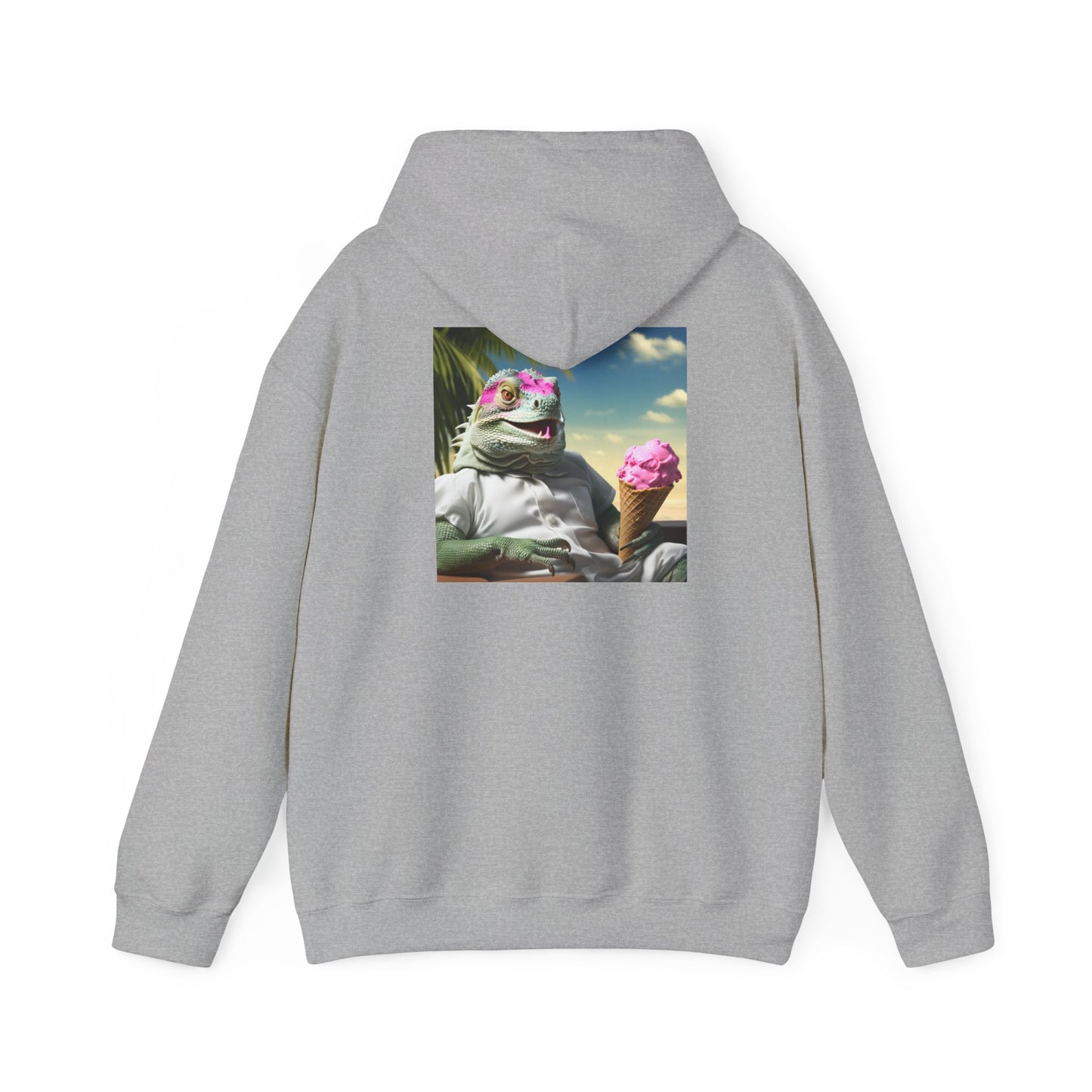 Unisex Heavy Blend™ Hooded Sweatshirt-Iguana Eating Ice-Cream.