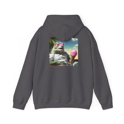 Unisex Heavy Blend™ Hooded Sweatshirt-Iguana Eating Ice-Cream.